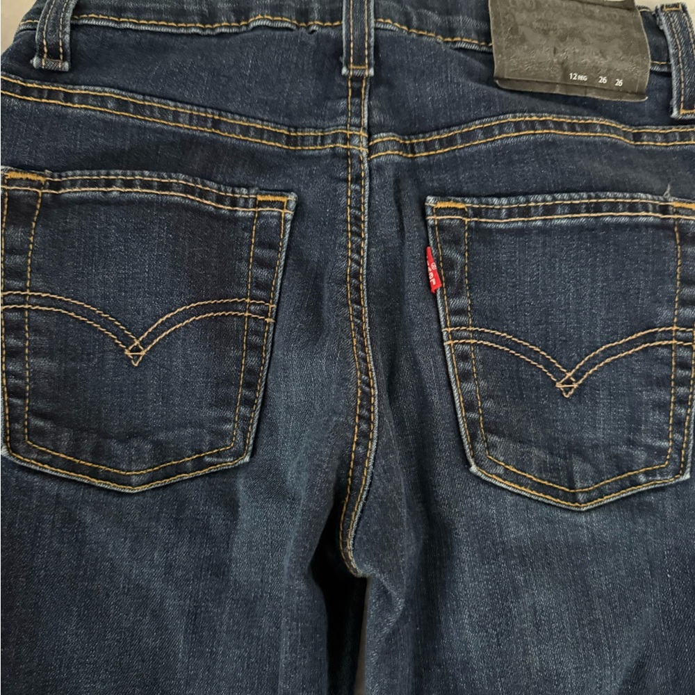 Levi’s Performance 511 Slim Dark Denim Adj Waist Jeans 12 Regular Boys - Picture 6 of 7